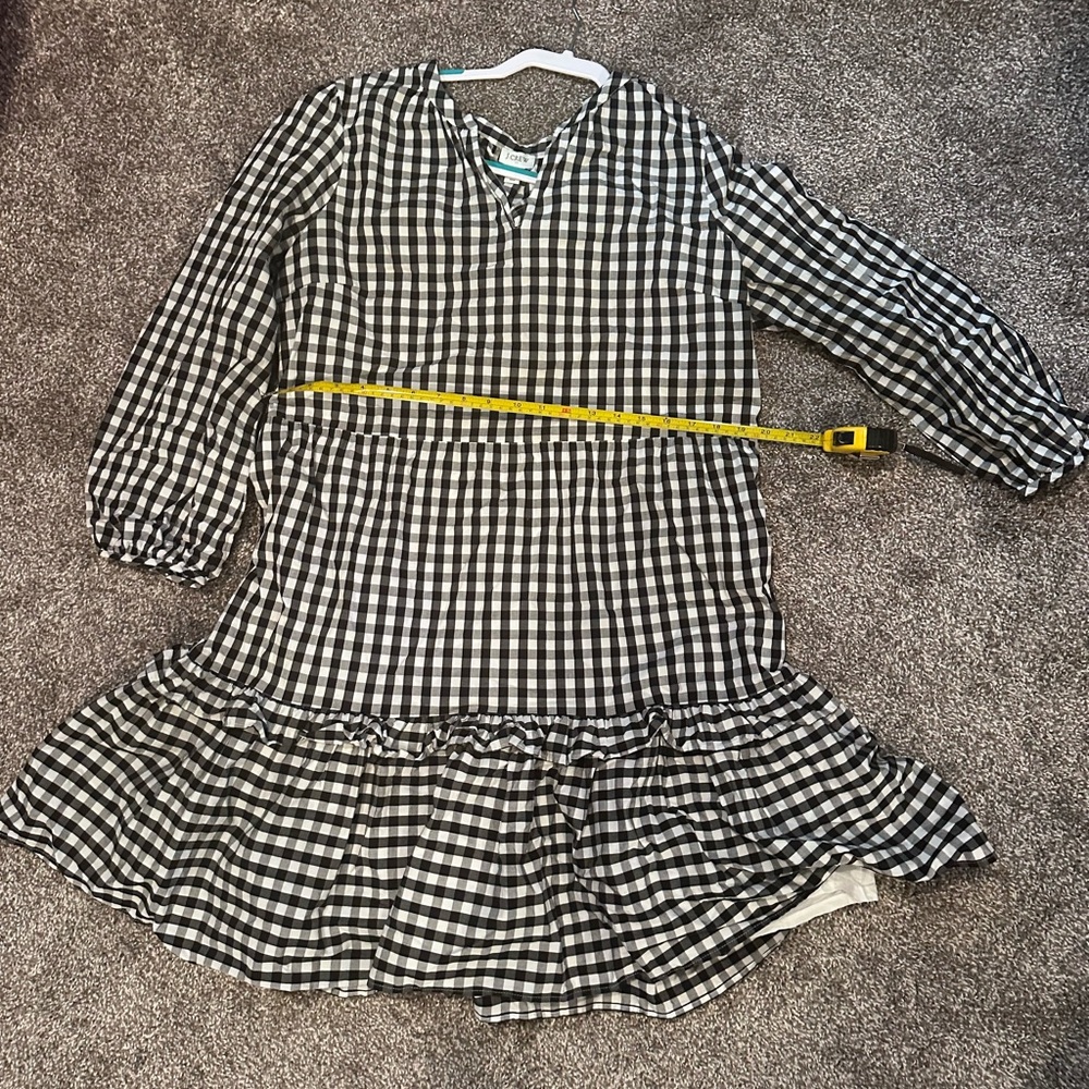 J. Crew Cotton Black and White Gingham Checkered Dress